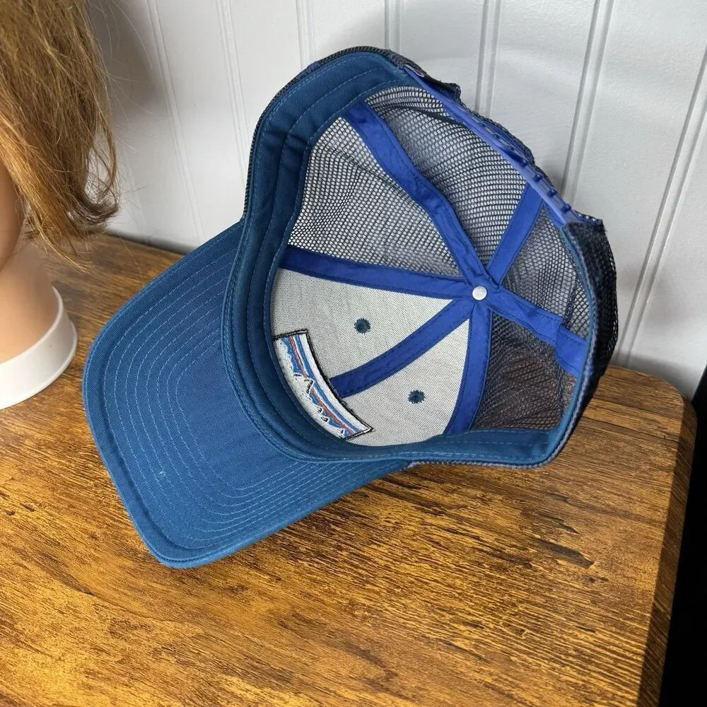 Patagonia Blue Logo Trucker Hat Snapback Navy Mesh Baseball Cap Super Nice